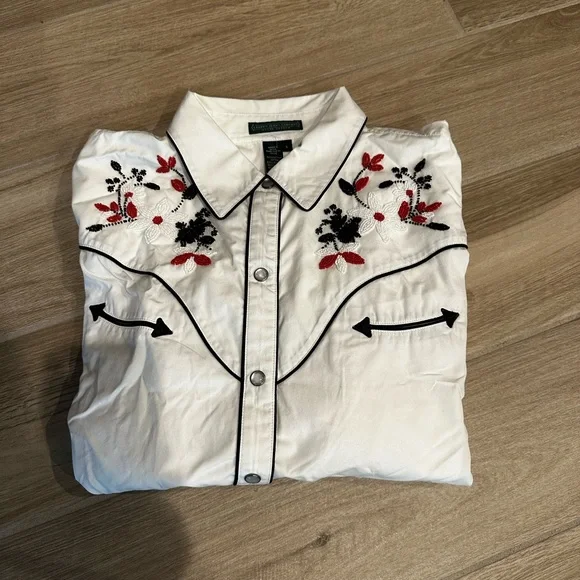 Beautiful Ralph Lauren Western Snap buttons shirt beaded size L cowboy shirt - Picture 7 of 13